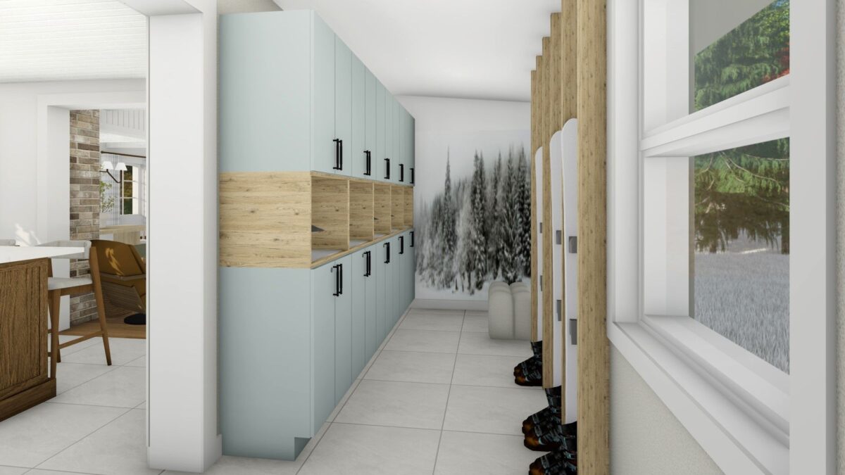 Réalisation Après-ski rénovation intérieure chalet mudroom Struktura design 2025